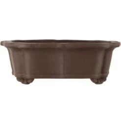Bonsaischale 34x29.5x11.5cm Dunkelbraun Lotusförmig Unglasiert