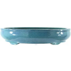 Bonsaischale 41.5x33.5x9cm Hellblau Oval Glasiert
