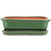 Bonsaischale Mit Untersetzer 26.5x21x7.5cm Grün Rechteckig Glasiert -Pflanzen-Bonsai-Shop n27 008 g