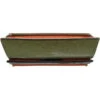 Bonsaischale Mit Untersetzer 33.5x20.5x8.5cm Grün Rechteckig Glasiert -Pflanzen-Bonsai-Shop n34 015 g