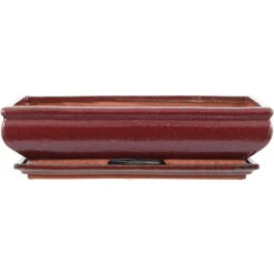 Bonsaischale Mit Untersetzer 38.5x24x9cm Rot Rechteckig Glasiert