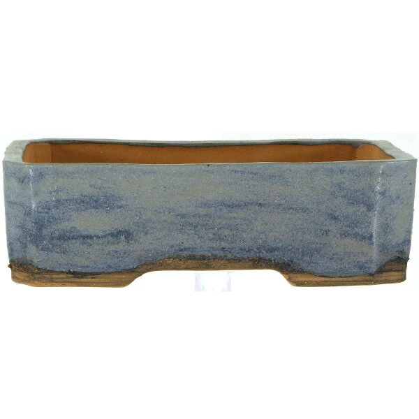 Bonsaischale 23x17.5x7cm Stahlblau Achteckig Glasiert 3 Bonsaischale 23x17.5x7cm Stahlblau Achteckig Glasiert