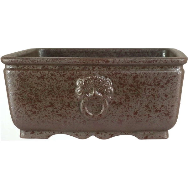 Bonsaischale 20.5x20.5x9cm Dunkelbraun Quadratisch Unglasiert 3 Bonsaischale 20.5x20.5x9cm Dunkelbraun Quadratisch Unglasiert