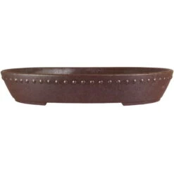 Bonsaischale 32.5x26x5.5cm Dunkelbraun Oval Unglasiert